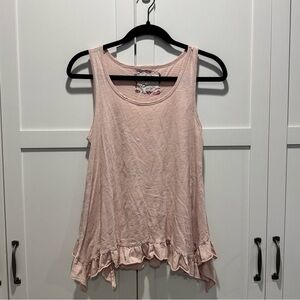 Anthropologie Light Pink Ruffle Tank Top